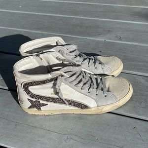 Golden Goose Slide Mid Top Glitter Sneakers